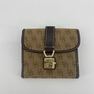 Dooney & Bourke Khaki/Brown Signature Lock Wallet